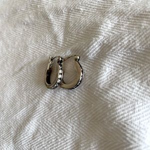 Silpada 925 Sterling Silver Cubic Zirconia Ray of Light Hoop CZ Earrings P1077